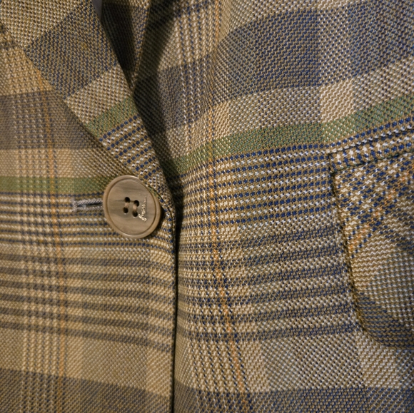 NWT Papaya Women's Sophisticated Stylish Vintage Checkered Pattern Tan Blazer LG - Picture 5 of 6